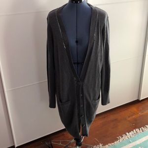 Long sweater cardigan with sequin detail